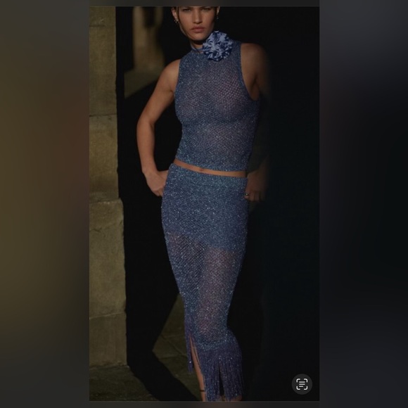 Mango Dresses & Skirts - Mango Metallic Shirt/Skirt Set